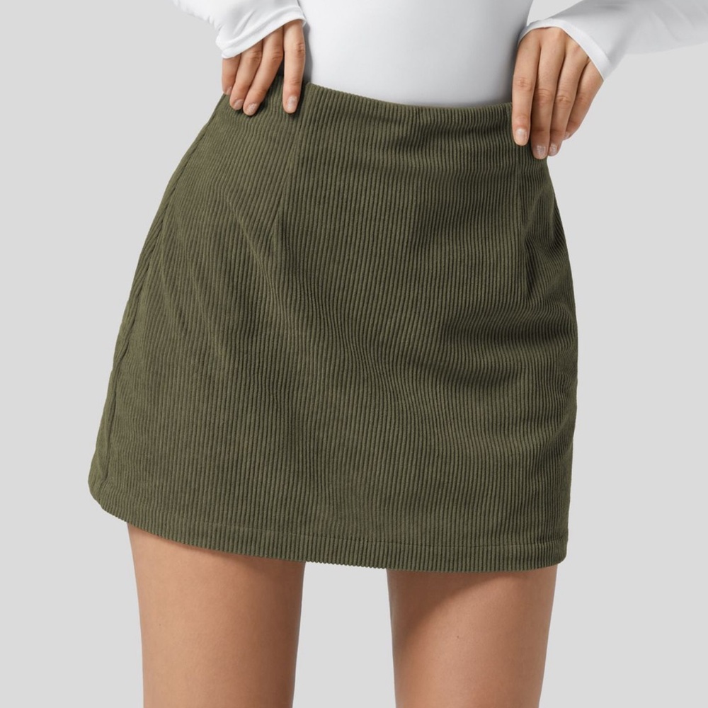 Halara 2-in-1 Corduroy Mini casual Skirt Invisible Zipper Large